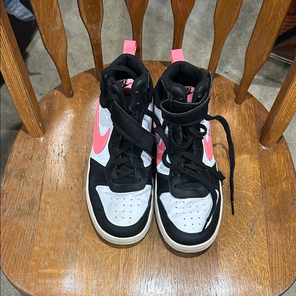 Nike Kids Mid-Top Sneakers - Black, White & Pink